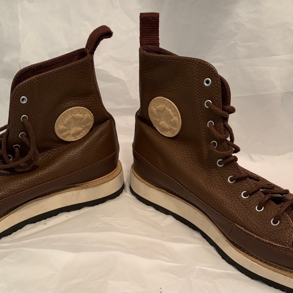 Men's Brown Leather High-Top Lace Boots